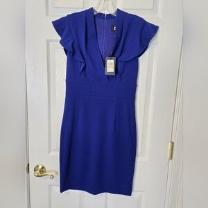 DKNY Blue V-neck Cocktail Dress, NWT